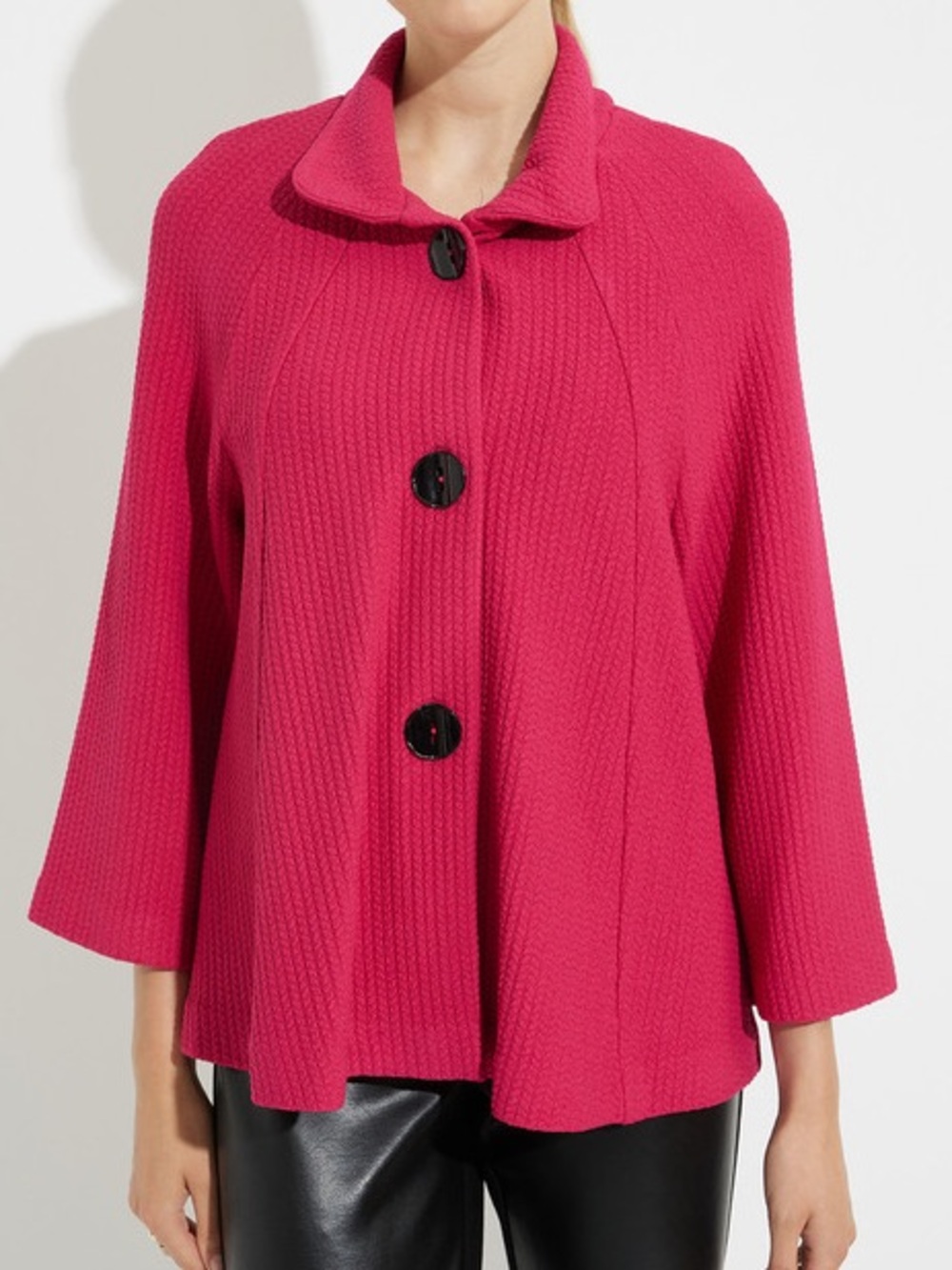 [18]Joseph Ribkoff Pink Fuchsia Textured Button-Front Cardigan CAPE JACKET
